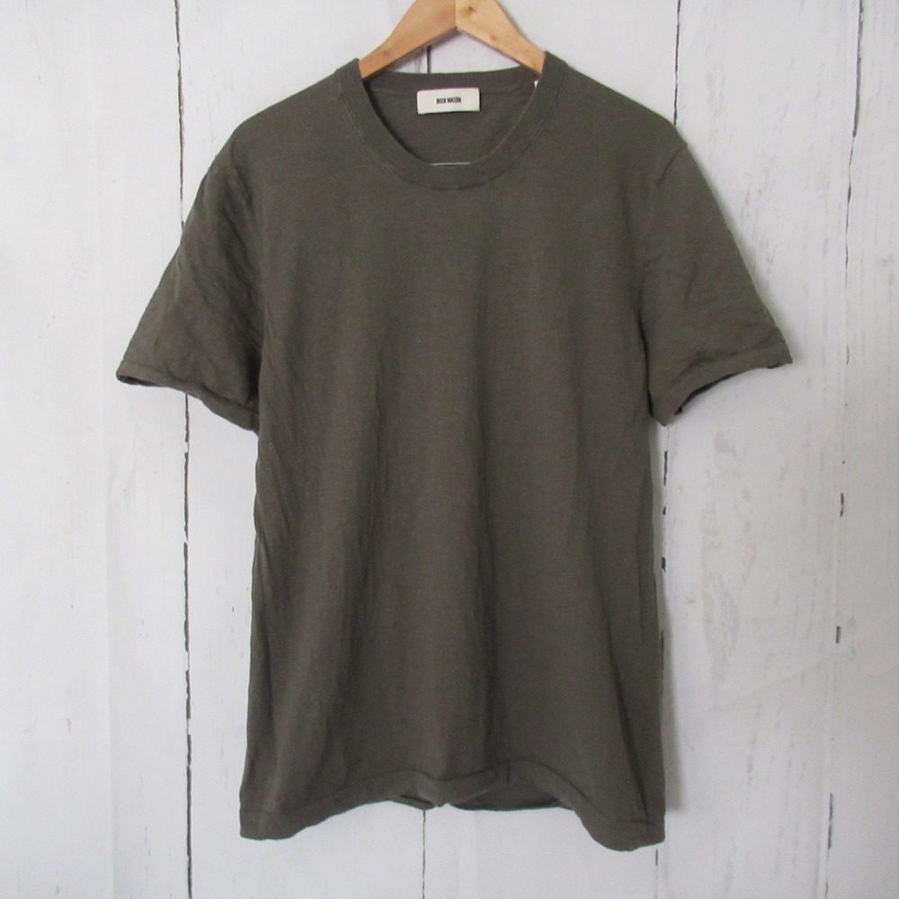 Buck Mason T Shirt L Olive Green Linen Cotton Short Sleeve Minimalist Beachy